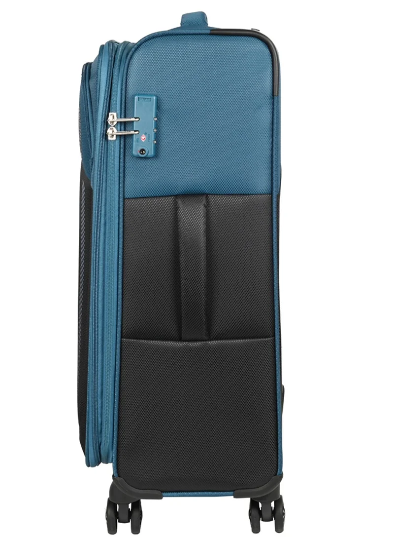 AMERICAN TOURISTER Dashway Suitcase, Check-In Size 70 cm / 26 inch, 4 Wheels, Soft Top, Polyester, Corsair Blue / Black|TSA Lock|Expandable|Inner Mesh Zippered Pocket|DuoSaf™ Security Zipper|Front Storage - 3 Years International Warranty